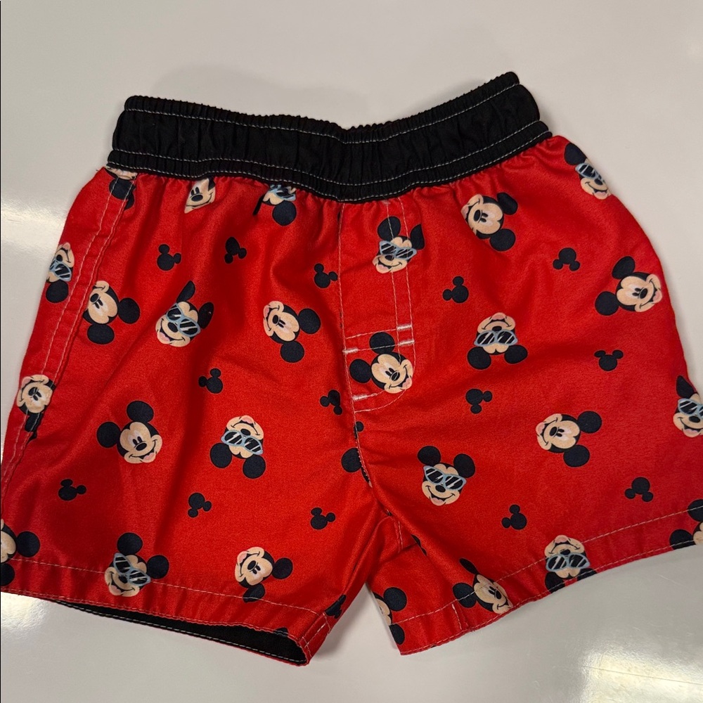 Disney Red Mickey Mouse Kids Swim Trunks